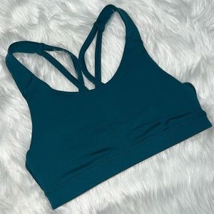 ON Old Navy Active strappy back light support teal green SMALL S sports bra